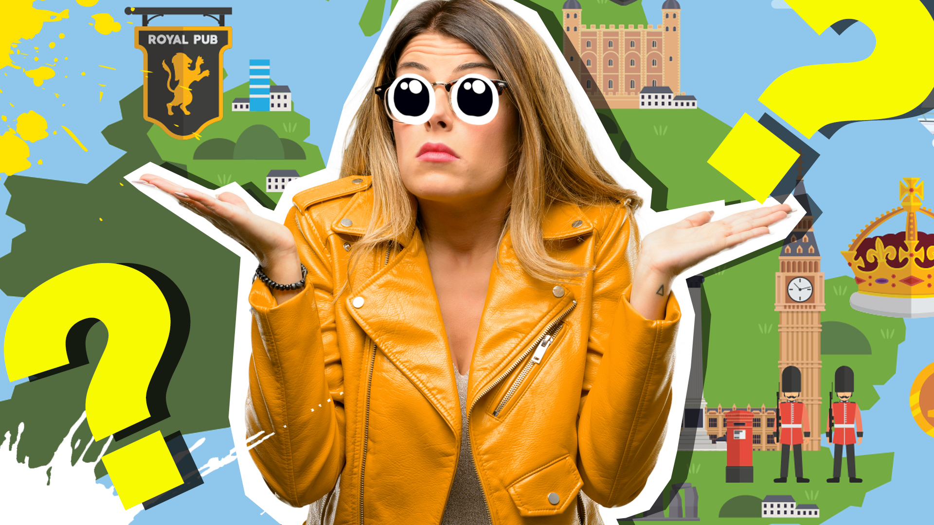 Girl in front of UK map